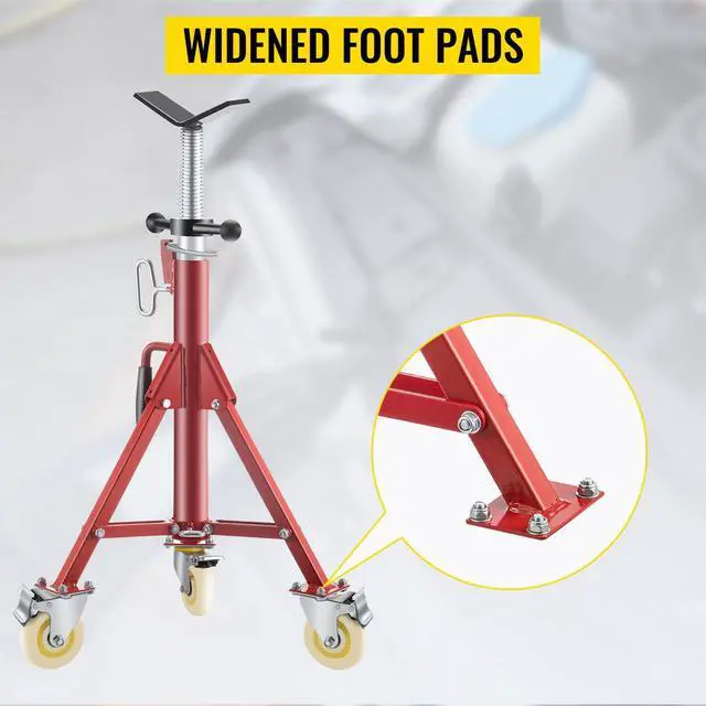 Alt view image 6 of 7 - Pipe Stand, Pipe Jack Stand, V Head Pipe Stand Adjustable Height 28-52 Inch, Pipe Jack Stands with Casters 882 LB, Folding Portable Pipe Stands 1/8 to 12 Inch Pipe Supporting, Steel Jack Stand