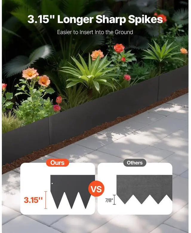 Alt view image 2 of 7 - Steel Landscape Edging, 6 Packs 40 x 8 in Rust-Resistant Metal Landscape Edging, Bendable Garden Edging Border, Heavy Duty Lawn Edging, Easy-to-Install, Flower Bed Yard Pathway Divider Black