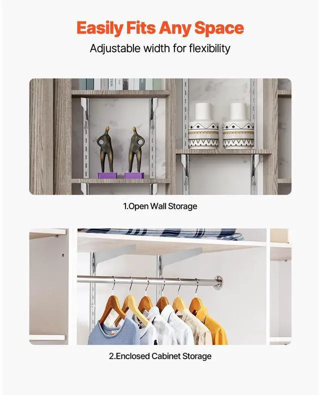 Alt view image 4 of 7 - Shelf Pilaster, 39-inch 10 Pack, Upright Wall Shelving System, Heavy Duty Support System Single Slot Shelf Rails, 40 Screws Included, Suitable for Cabinet Closet Organization Storage, Silver