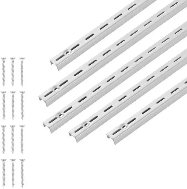 Main image of Shelf Pilaster, 39-inch 10 Pack, Upright Wall Shelving System, Heavy Duty Support System Single Slot Shelf Rails, 40 Screws Included, Suitable for Cabinet Closet Organization Storage, Silver