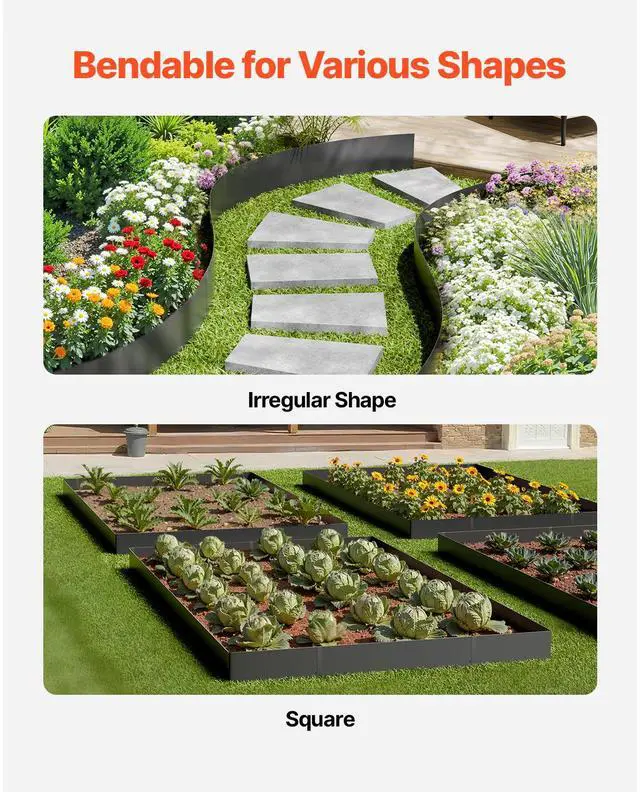 Alt view image 4 of 7 - Steel Landscape Edging, 6 Packs 40 x 8 in Rust-Resistant Metal Landscape Edging, Bendable Garden Edging Border, Heavy Duty Lawn Edging, Easy-to-Install, Flower Bed Yard Pathway Divider Black