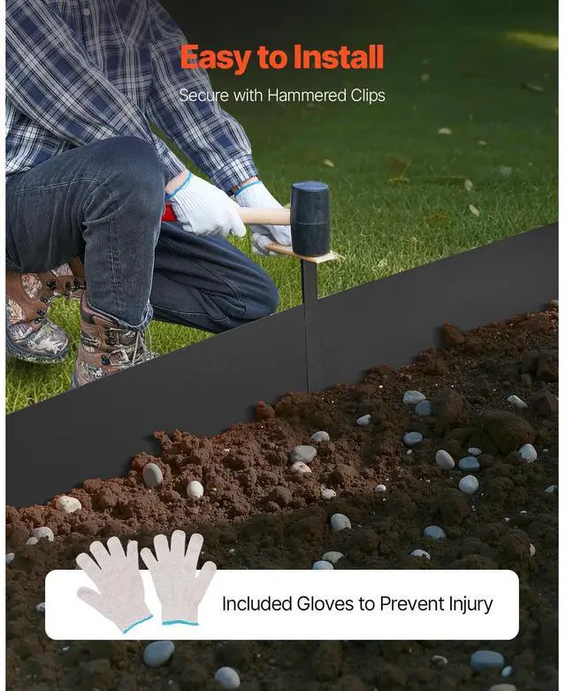 Alt view image 5 of 7 - Steel Landscape Edging, 6 Packs 40 x 8 in Rust-Resistant Metal Landscape Edging, Bendable Garden Edging Border, Heavy Duty Lawn Edging, Easy-to-Install, Flower Bed Yard Pathway Divider Black