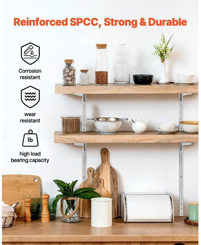 Alt view image 5 of 7 - Shelf Pilaster, 39-inch 10 Pack, Upright Wall Shelving System, Heavy Duty Support System Single Slot Shelf Rails, 40 Screws Included, Suitable for Cabinet Closet Organization Storage, Silver