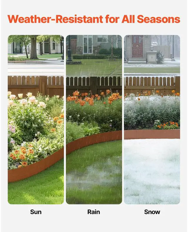 Alt view image 3 of 7 - Steel Landscape Edging, 6 Packs 40 x 8 in Weather-Resistant & Pre-Rust Metal Landscape Edging, Bendable Garden Edging Border, Lawn Edging for Flower Bed Yard Pathway Divider