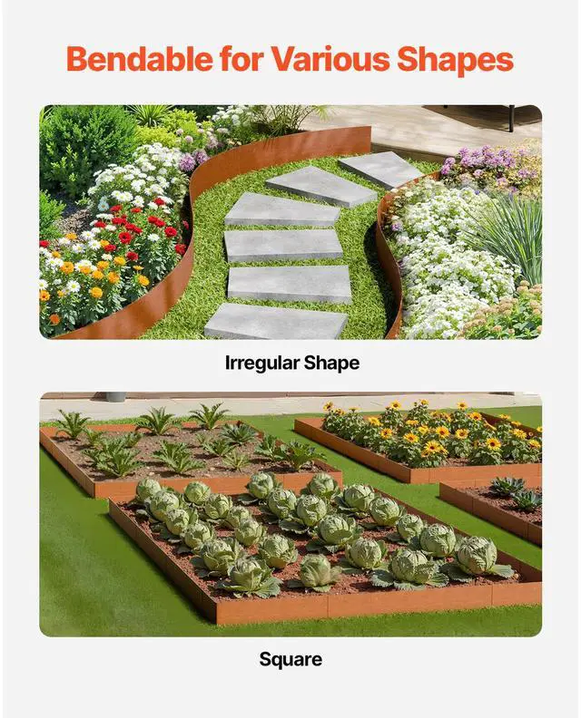 Alt view image 4 of 7 - Steel Landscape Edging, 6 Packs 40 x 8 in Weather-Resistant & Pre-Rust Metal Landscape Edging, Bendable Garden Edging Border, Lawn Edging for Flower Bed Yard Pathway Divider