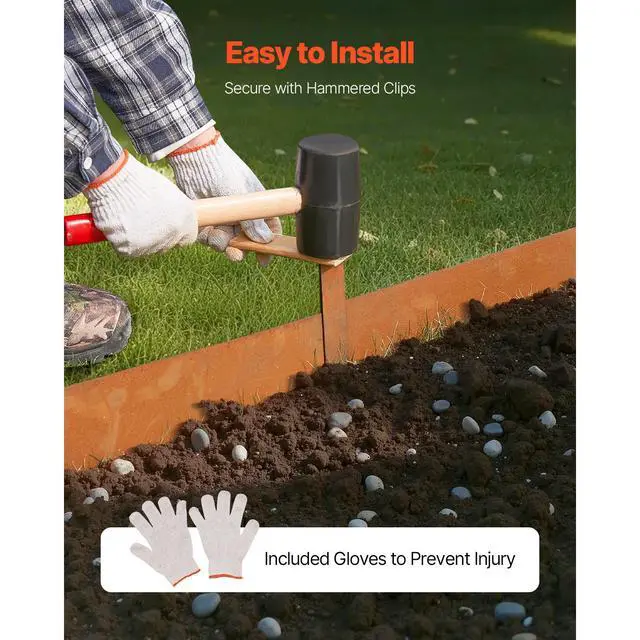 Alt view image 5 of 7 - Steel Landscape Edging, 6 Packs 40 x 8 in Weather-Resistant & Pre-Rust Metal Landscape Edging, Bendable Garden Edging Border, Lawn Edging for Flower Bed Yard Pathway Divider