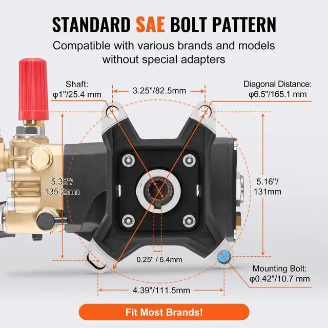 Alt view image 5 of 7 - Pressure Washer Pump, 1" Shaft Horizontal Triplex Plunger, 4200 PSI, 4.2GPM, Replacement Power Washer Pumps Kit with 5 Nozzles, Compatible with Simpson MorFlex 40224, 40225, 40226, Santoprene