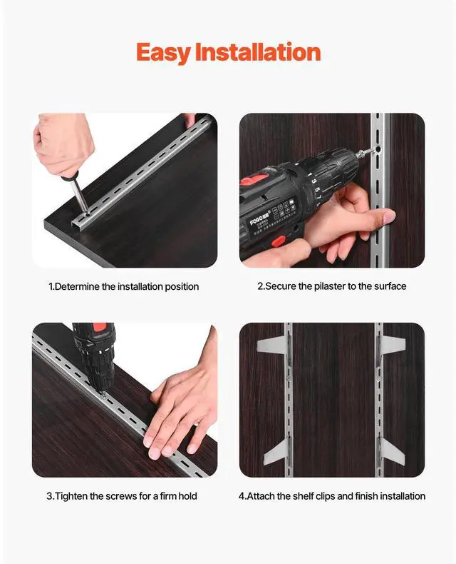 Alt view image 6 of 7 - Shelf Pilaster, 39-inch 10 Pack, Upright Wall Shelving System, Heavy Duty Support System Single Slot Shelf Rails, 40 Screws Included, Suitable for Cabinet Closet Organization Storage, Silver