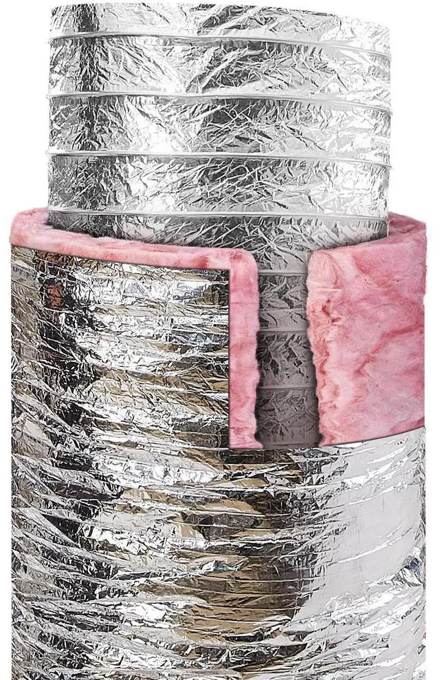 Main image of Dryer Vent Hose, 4'' Insulated Flexible Duct 25FT Long with 2 Duct Clamps, Heavy-Duty Three Layer Protection for HVAC Heating Cooling Ventilation and Exhaust, R-6.0 Flame Resistance Value