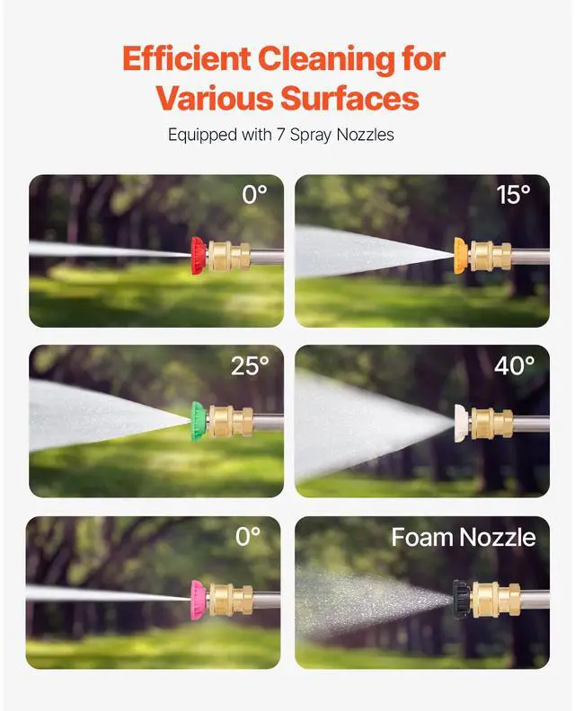 Alt view image 5 of 7 - Pressure Washer Telescoping Wand, 24 ft, 4000 psi, Telescopic Spray Wand with Power Washer Extension Wands, Gutter Cleaner, Brush Head, Pivoting Coupler, 7 Spray Nozzles and Support Harness