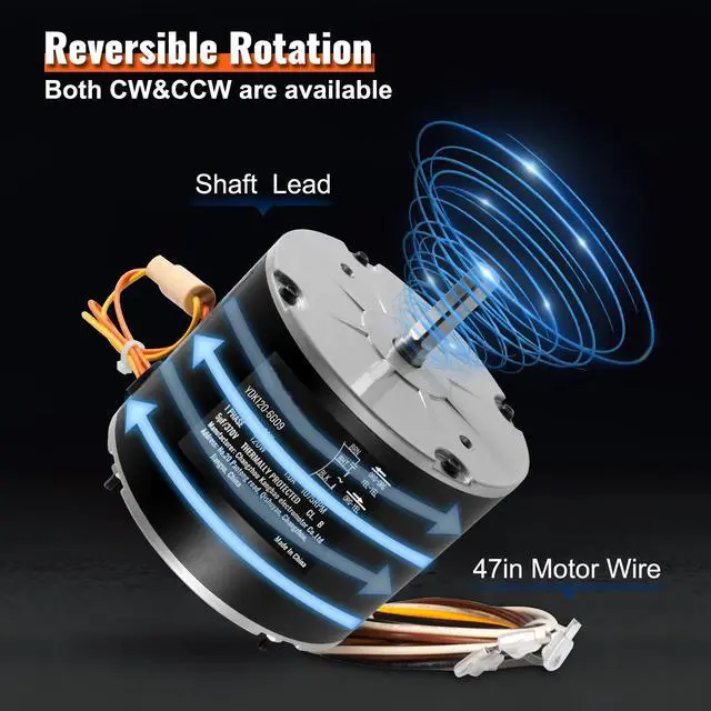 Alt view image 4 of 7 - VEVOR Condenser Fan Motor OGD1016, 1/6 HP 208-230V Condenser Fan Motor 1075RPM, OEM Standard Upgraded Replacement Condenser Motor Reversible Rotating, Explosion-proof CBB65 5F/370V Capacitor