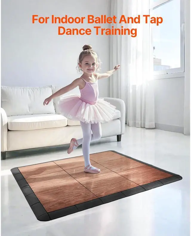 Alt view image 2 of 7 - Dance Floor Tiles, 12.4 x 12.4 in 25 Piece Interlocking Dance Flooring, Portable Dance Practice Floor with Cushioned Base (Oak Wood Grain, 25 sq. ft/Box )