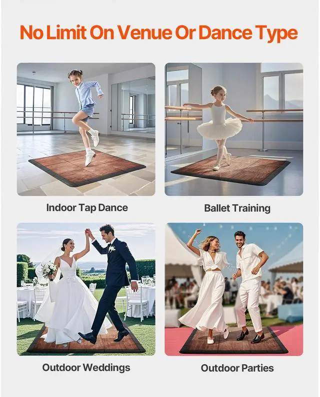 Alt view image 4 of 7 - Dance Floor Tiles, 12.4 x 12.4 in 25 Piece Interlocking Dance Flooring, Portable Dance Practice Floor with Cushioned Base (Oak Wood Grain, 25 sq. ft/Box )