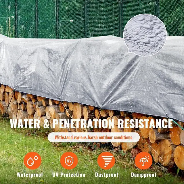 Alt view image 2 of 7 - Tarp Waterproof 16x20 ft, Plastic Poly Tarp Cover 10 Mil, Multi Purpose Tear UV and Temperature Resistant Outdoor Tarpaulin with High Durability Reinforced Grommets (Silver/Brown)