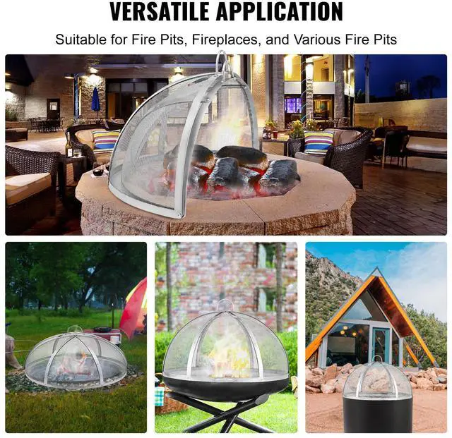 Alt view image 6 of 7 - Firepit Spark Screen Lid, 36" Diameter, Outdoor Firepit Ring Cover Round Accessories, Fire Pit Metal Cover, Easy-Opening Stainless Steel Fire Ring Covers for Outdoor Patio Fire Pits Backyard