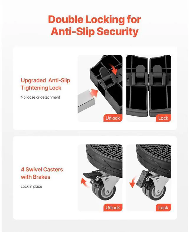Alt view image 4 of 7 - Trash Can Dolly with 4 Lockable Wheels, 440lbs Weight Capacity, 2 Packs Round Trash Can Roller Base, 15-22.8 in Adjustable, Heavy Duty Plant Caddy, Multi-Functional Rolling Dolly Cart, Black