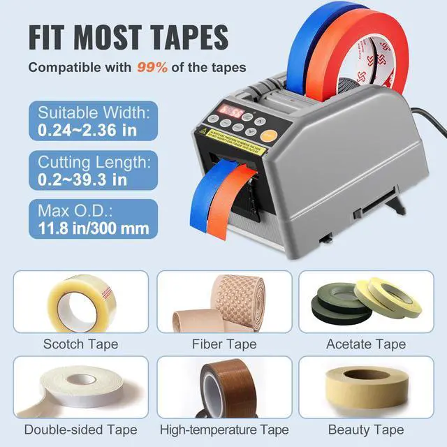 Alt view image 3 of 7 - Automatic Tape Dispenser Adhesive Electric Tape Cutter Packaging Machine Tape Cutting Machine 6-60mm Tape Width