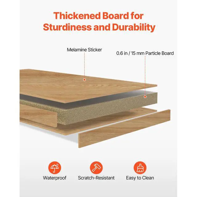 Alt view image 4 of 7 - Desktop Bookshelf, 1-Tier Wood Desktop Storage Organizer, 37" x 9.4" x 28.7" Office Storage Rack Wood Display Shelf, Desktop Bookshelf Hutch with Anti-Slip Feet Pads, for Office, Home & Dorm
