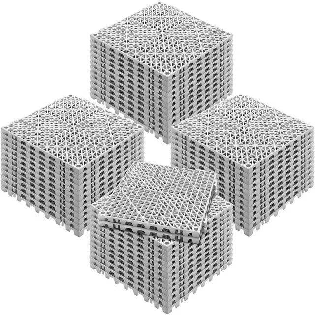 Main image of Interlocking Tile 50PCS Gray, Drainage Tiles 12" x 12" Splicing, Soft PVC Interlocking Drainage Floor Tiles, Non-Slip Drainage Holes for Restroom, Bathroom, Kitchen, Pool, Wet Areas