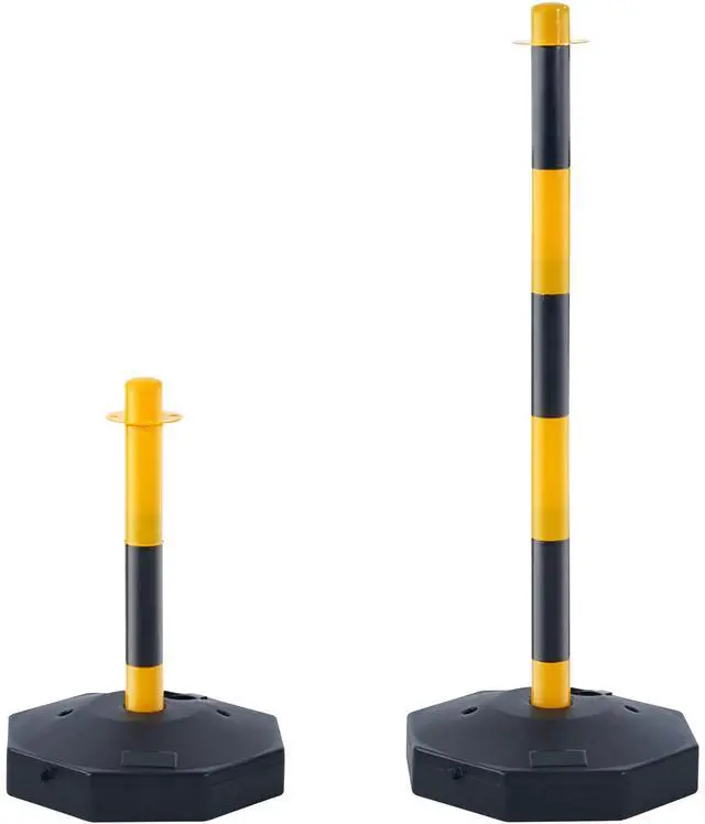 Main image of Adjustable Traffic Delineator Post Cones, 4 Pack, Traffic Safety Delineator Barrier with Fillable Base 8FT Chain, for Traffic Control Warning Parking Lot Construction Caution Roads, Yellow&Black