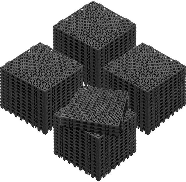 Main image of Interlocking Tile 55PCS Black, Drainage Tiles 12" x 12" Splicing, Soft PVC Interlocking Drainage Floor Tiles, Non-Slip Drainage Holes for Restroom, Bathroom, Kitchen, Pool, Wet Areas