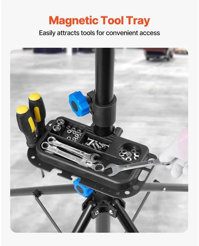 Alt view image 6 of 7 - Bike Repair Stand, 66 lb Heavy-duty Bicycle Work Stand with 32.8-56.6 in Adjustable Height & Magnetic Tool Tray, Foldable Bicycle Maintenance Rack, Shop Home Mechanics for Mountain & Road Bike