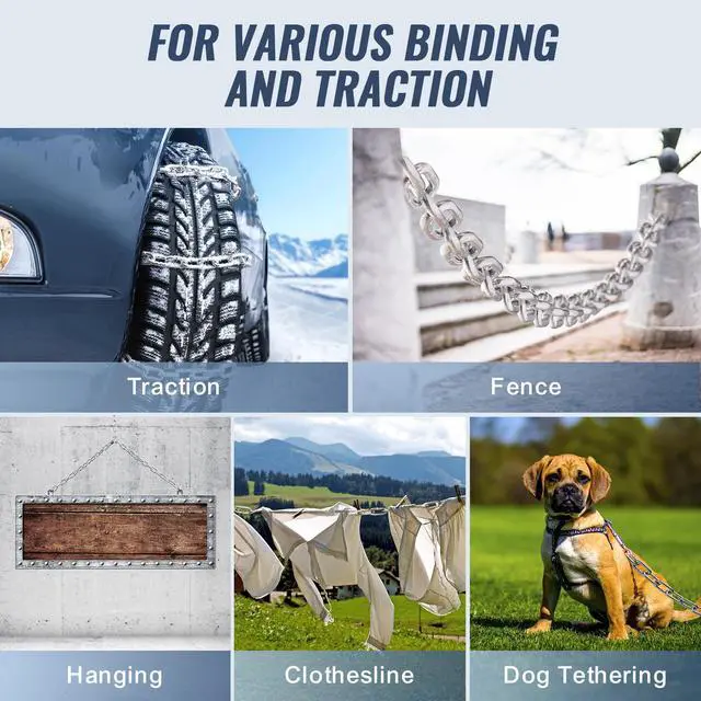 Alt view image 6 of 7 - Proof Coil Chain, 5/16" x 92', 1667 lbs Safe Working Load, Zinc Plated Proof Tested Coil Chain with Two Quick Links, Galvanized Carbon Steel Link Chain for Towing, Hanging, Camping, Pet Towing