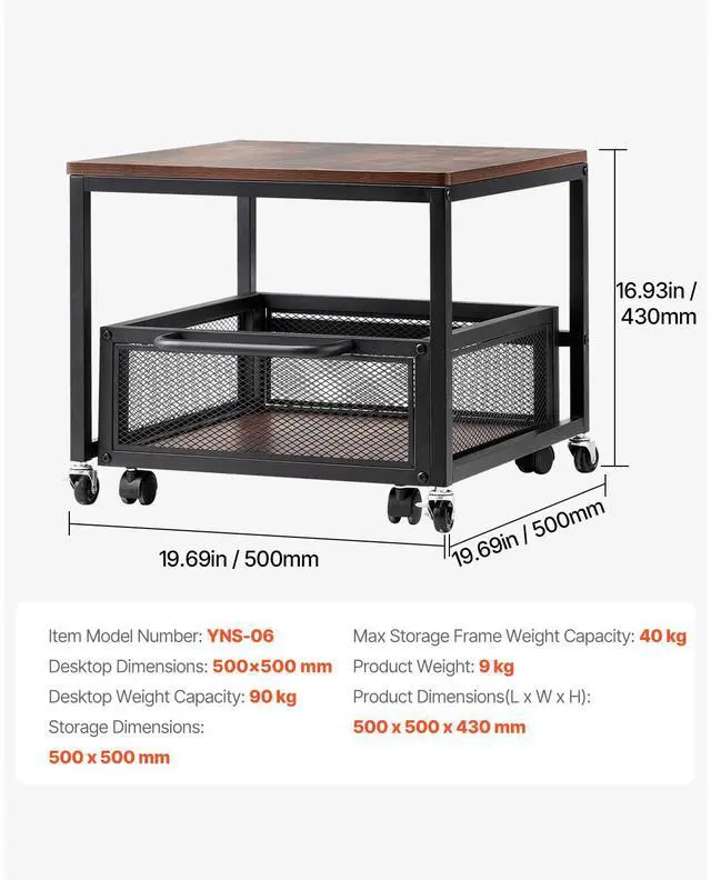 Alt view image 7 of 7 - VEVOR Mini Fridge Stand 198lbs with Storage Cart & Swivel Wheels Dark Brown
