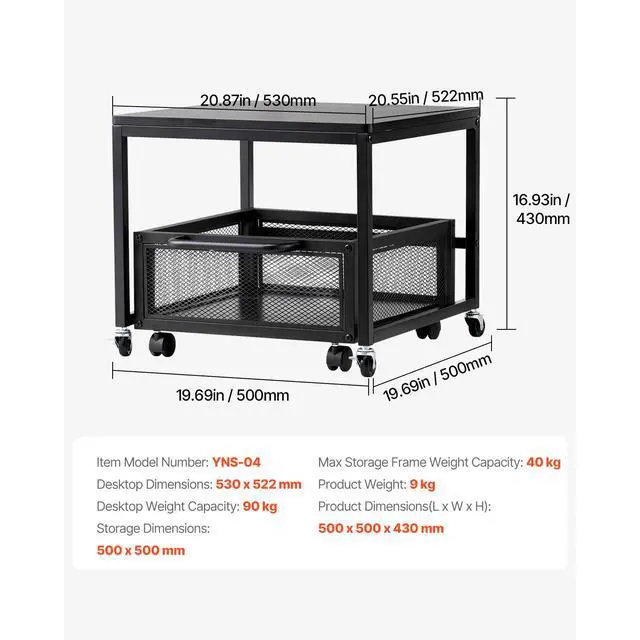 Alt view image 7 of 7 - Mini Fridge Stand with Storage, 198 lbs Mini Fridge Table with Movable Storage Cart & Swivel Wheels, Beverage Refrigerator Stand for Coffee Bar, Mini Fridge Organizer for Office Home Dorm, Black