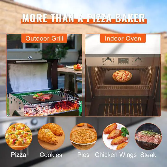 Alt view image 6 of 7 - VEVOR Pizza Steel, 16" x 14.5" x 3/8" Pizza Steel Plate for Oven, Pre-Seasoned Carbon Steel Pizza Baking Stone with 20X Higher Conductivity, Heavy Duty Pizza Pan for Outdoor Grill, Indoor Oven