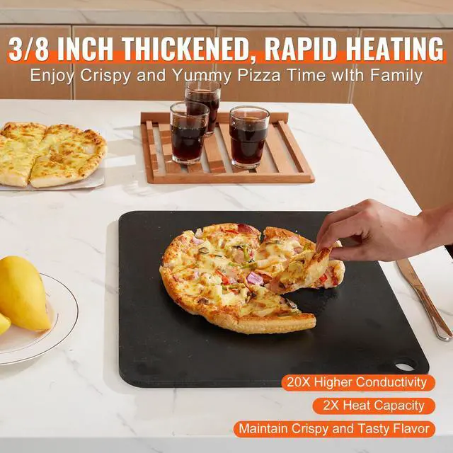 Alt view image 3 of 7 - VEVOR Pizza Steel, 16" x 14.5" x 3/8" Pizza Steel Plate for Oven, Pre-Seasoned Carbon Steel Pizza Baking Stone with 20X Higher Conductivity, Heavy Duty Pizza Pan for Outdoor Grill, Indoor Oven