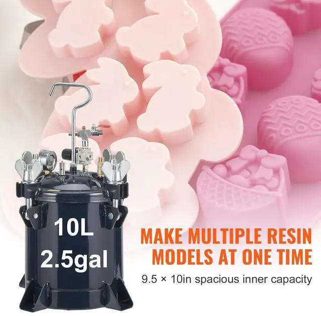 Alt view image 3 of 7 - 10L/2.5gal Spray Paint Pressure Pot Tank, 70PSI Max Air Paint Pressure Pot, Metal Rack and Leak Repair Sealant for Industry Home Decor Architecture Construction Automotive Painting