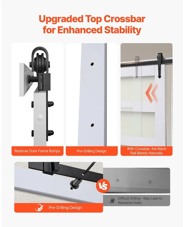 Alt view image 6 of 8 - VEVOR Sliding Barn Door with Hardware Kit 32 x 84 inch MDF Panel Frosted Glass