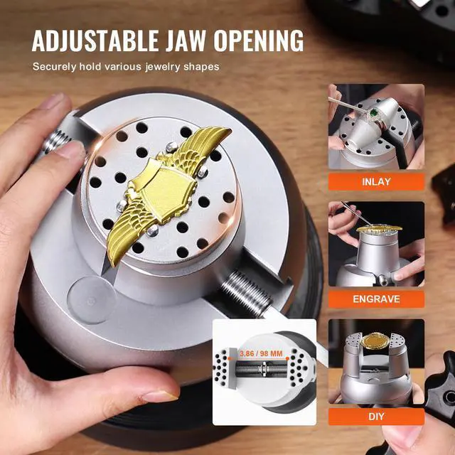 Alt view image 6 of 7 - Ball Vise, 5" Engraving Setting Tool, 360° Rotation Engraving Block Vise, 35 PCS Attachment Jewelry Engraving Block Tools Standard Block for Gemstone Inlay and Small-Scale Engraving