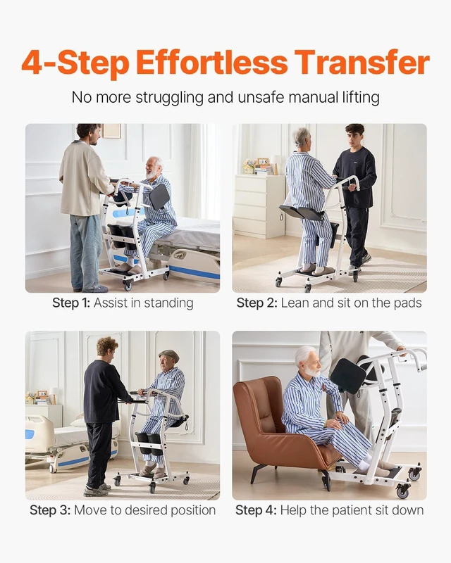 Alt view image 4 of 9 - Sit to Stand Patient Lift 400LB Capacity Stand Assist Lift Aid for Home Care Use