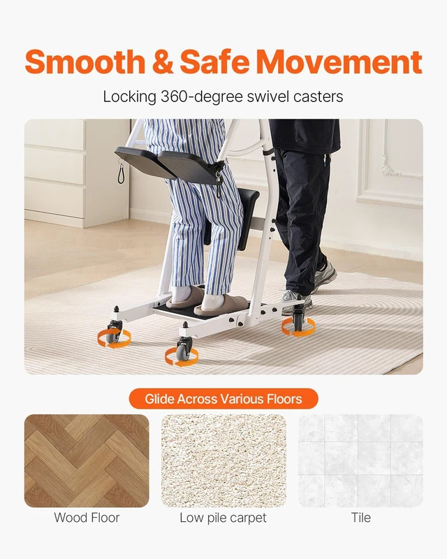 Alt view image 6 of 9 - Sit to Stand Patient Lift 400LB Capacity Stand Assist Lift Aid for Home Care Use