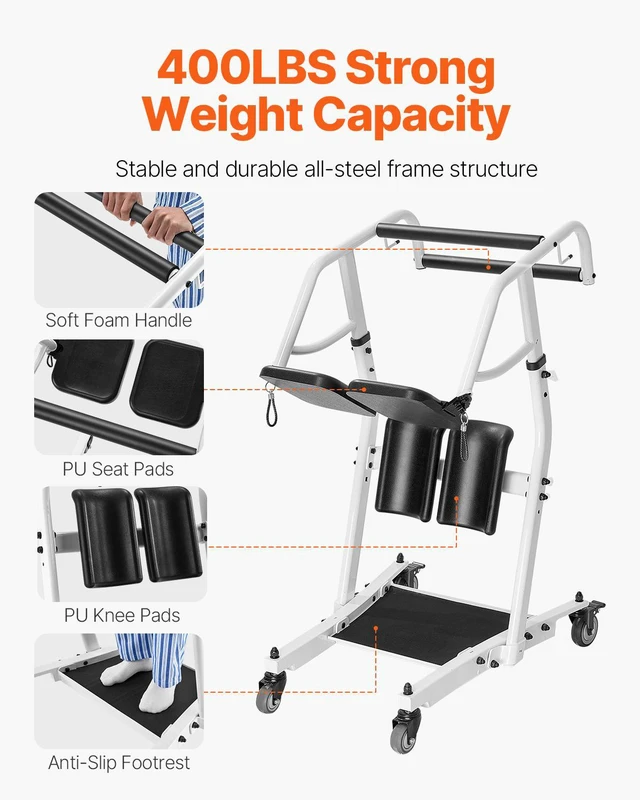 Alt view image 5 of 9 - Sit to Stand Patient Lift 400LB Capacity Stand Assist Lift Aid for Home Care Use