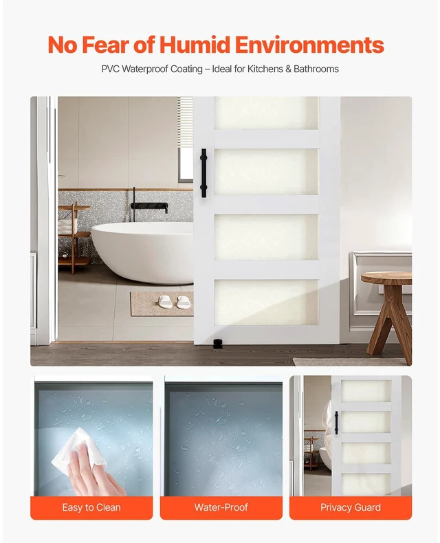 Alt view image 5 of 8 - VEVOR Sliding Barn Door with Hardware Kit 32 x 84 inch MDF Panel Frosted Glass