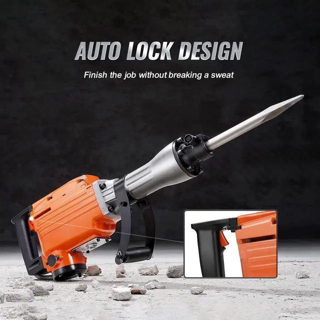 Alt view image 5 of 7 - VEVOR Demolition Jack Hammer Concrete Breaker 2200W Electric Hammer 6 Chisel Bits