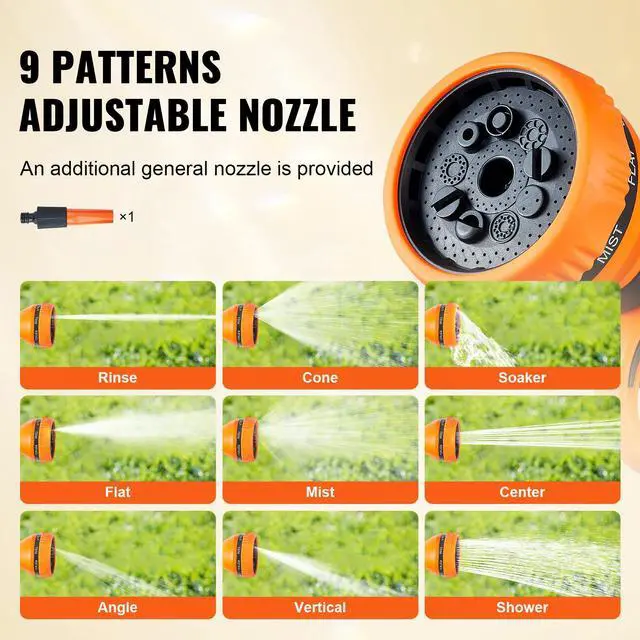Alt view image 5 of 7 - Retractable Hose Reel, 130 ft x 1/2 inch, 180° Swivel Bracket Wall-Mounted, Garden Water Hose Reel with 9-Pattern Nozzle, Automatic Rewind, Lock at Any Length, and Slow Return System