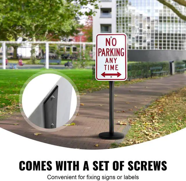 Alt view image 4 of 7 - Cast Iron Sign Post, 4 ft Portable Heavy Duty Steel Post Sign Holder with Hard Plastic Base & Wheels, U-Channel Sign Stand for Garden, Courtyard, Farm or Traffic Intersection, Black