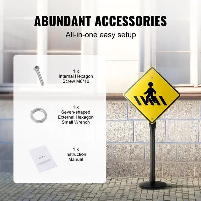 Alt view image 5 of 7 - Cast Iron Sign Post, 4 ft Portable Heavy Duty Steel Post Sign Holder with Hard Plastic Base & Wheels, U-Channel Sign Stand for Garden, Courtyard, Farm or Traffic Intersection, Black