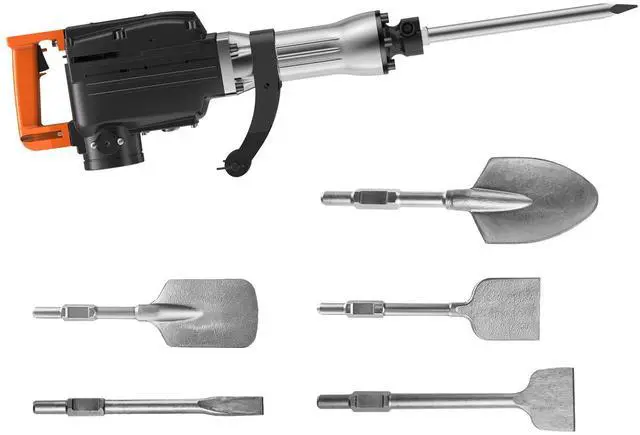 Main image of Demolition Jack Hammer, 1350 BPM Concrete Breaker 6pcs Chisels Bit Chipping with Case, 2200W Electric Jackhammer Heavy Duty, Black