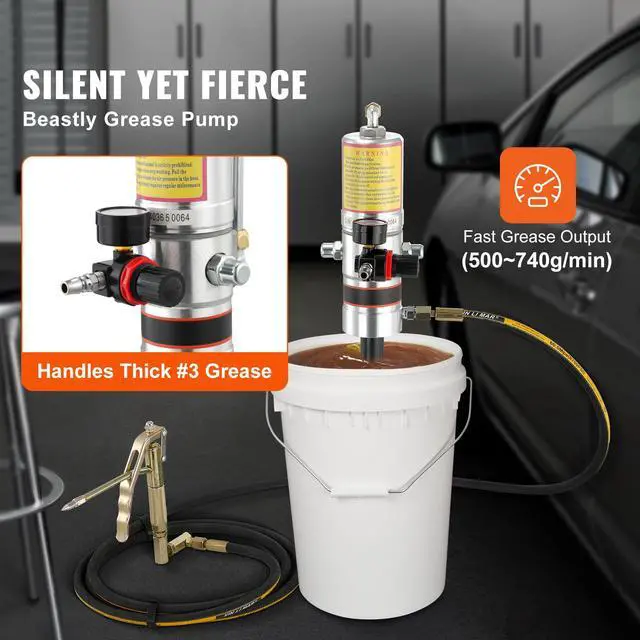 Alt view image 2 of 7 - Grease Pump, 50:1 Pressure Ratio Air Operated Grease Pump with 13 ft High Pressure Hose and Grease Gun, Pneumatic Grease Pump, Portable Lubrication Grease Pump with 360° Swivel Grease Gun Head