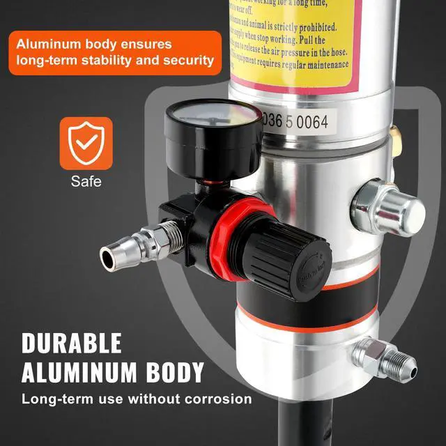 Alt view image 5 of 7 - Grease Pump, 50:1 Pressure Ratio Air Operated Grease Pump with 13 ft High Pressure Hose and Grease Gun, Pneumatic Grease Pump, Portable Lubrication Grease Pump with 360° Swivel Grease Gun Head
