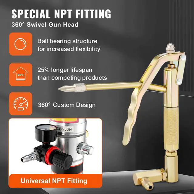 Alt view image 3 of 7 - Grease Pump, 50:1 Pressure Ratio Air Operated Grease Pump with 13 ft High Pressure Hose and Grease Gun, Pneumatic Grease Pump, Portable Lubrication Grease Pump with 360° Swivel Grease Gun Head