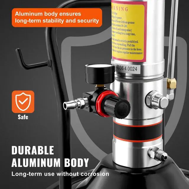 Alt view image 5 of 8 - Grease Pump, 50:1 Pressure Ratio Air Operated Grease Pump with 13 ft High Pressure Hose and Grease Gun, Pneumatic Grease Pump with Barrel Cap, Portable Lubrication Grease Pump 360° Gun Head
