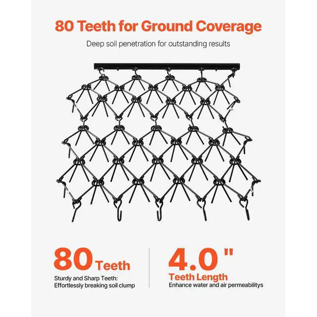 Alt view image 3 of 7 - Drag Harrow, 4 ft x 5.6 ft Durable Chain Harrow with 80 Sharp Teeth, Suitable for ATV UTV Tractor, Ideal for Soil Preparation, Seeding, Smoothing Landscapes, and Yard Gravel Driveway Maintenance