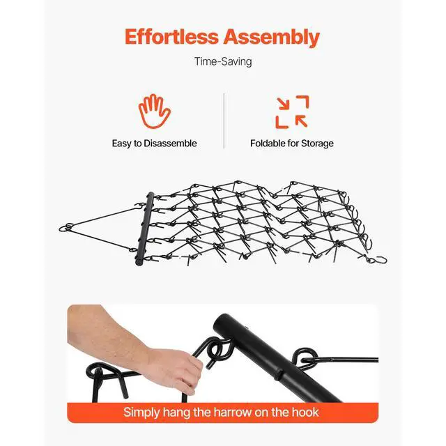 Alt view image 5 of 7 - Drag Harrow, 4 ft x 5.6 ft Durable Chain Harrow with 80 Sharp Teeth, Suitable for ATV UTV Tractor, Ideal for Soil Preparation, Seeding, Smoothing Landscapes, and Yard Gravel Driveway Maintenance