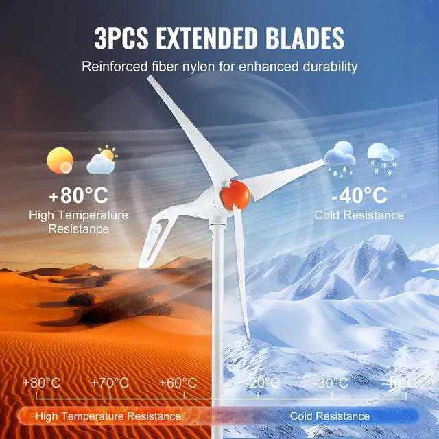 Alt view image 5 of 7 - 500W Wind Turbine Generator with Anemometer, 12V Wind Turbine Kit, 3-Blade Wind Power Generator, MPPT Controller & Adjustable Windward Direction, Suitable for Home, Farm, RVs, Boats